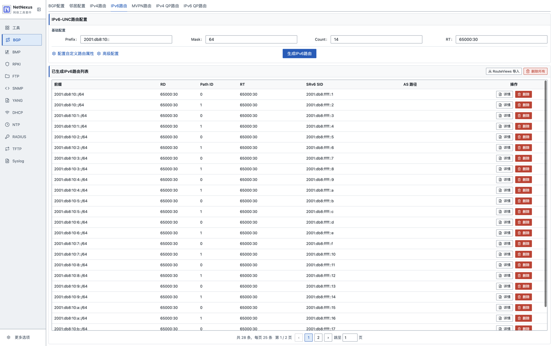 BGP IPv6 路由信息