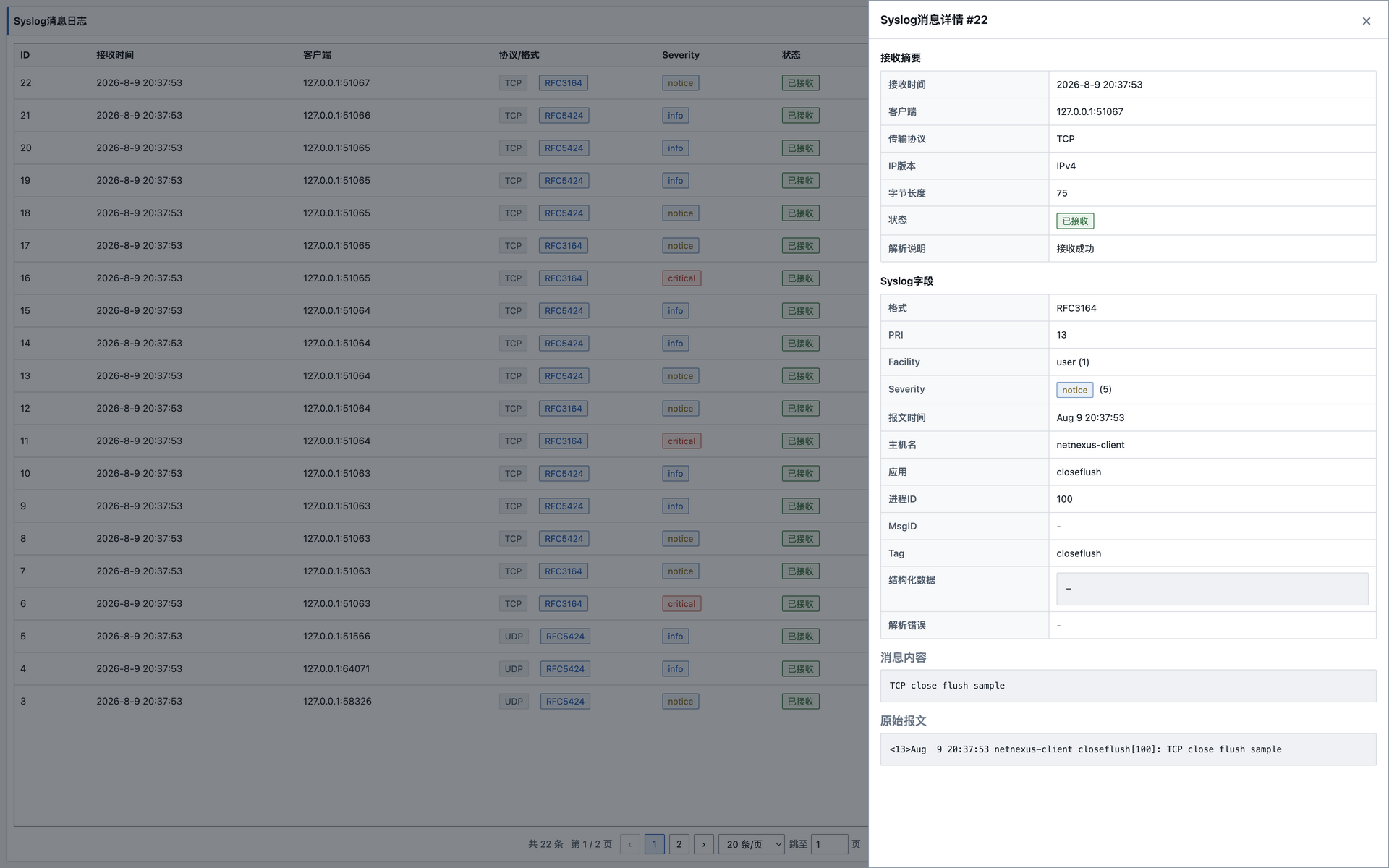 Syslog 消息详情